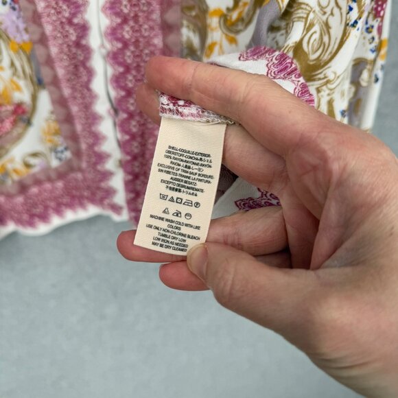 Free People Catch Me If You Can Button Front Blouse Size M Pink Floral Boho EUC - Picture 6 of 11